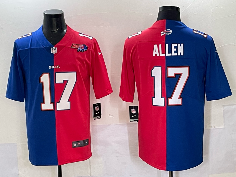 Men Buffalo Bills #17 Allen red blue Nike 2025 Limited NFL Jersey style 005